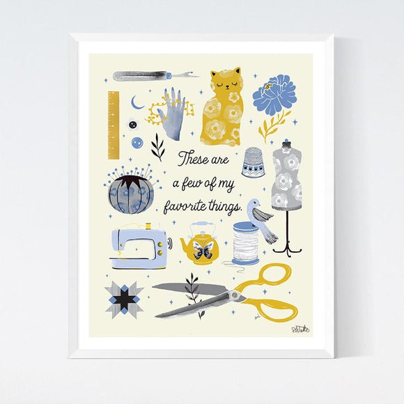 Favorite Sewing Things Art Print by Crafted Moon - Various Sizes