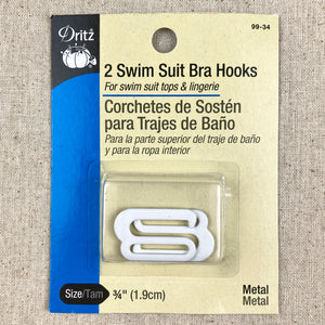 3/4" White Metal Swim Suit Bra Hooks x 2