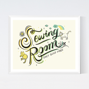 Sewing Room Art Print by Crafted Moon - Various Sizes