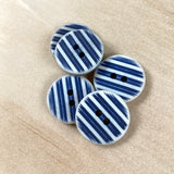Textile Garden 13/16" White & Navy Blue Striped Buttons x 5
