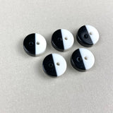 Textile Garden 3/8" Glossy Black & White Buttons x 5