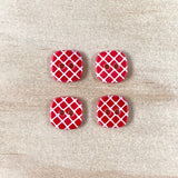 Textile Garden 1/2" Red Checkered Shell Buttons x 4