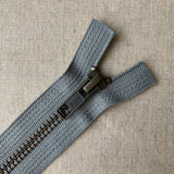 YKK Antique Brass Jacket Zipper: Medium Grey - Various Sizes