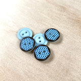 Textile Garden 1/2" Bronze & Blue Hex Pattern Buttons x 5