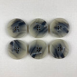 Textile Garden 1" Recycled Paper Buttons x 6 - Grey Imitation Horn