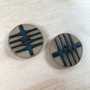Textile Garden 1" Opaque Bronze Buttons with Raised Black Pattern x 2